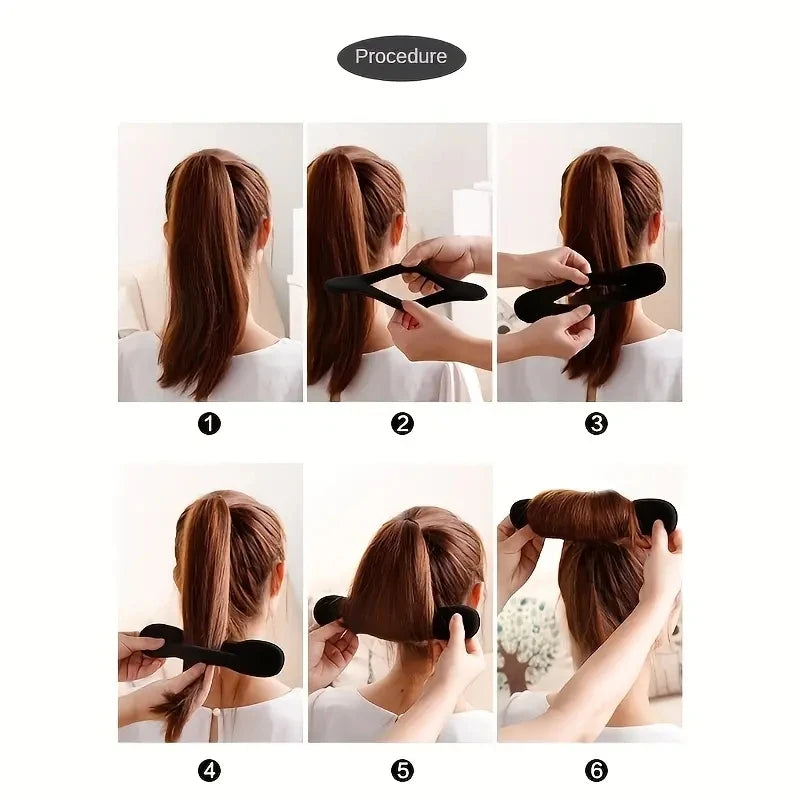 2pcs Hair Bun Maker Sponge Curler Donut Styling Tool for Elegant Updos - 5