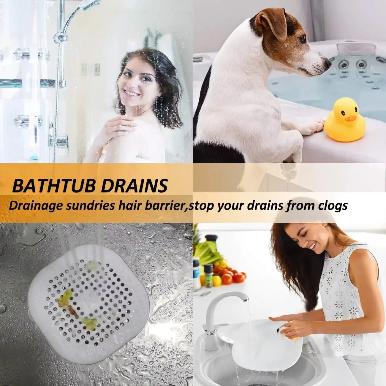 Silicone Shower Drain Hair Catcher Kitchen Sink Strainer Plug Filter