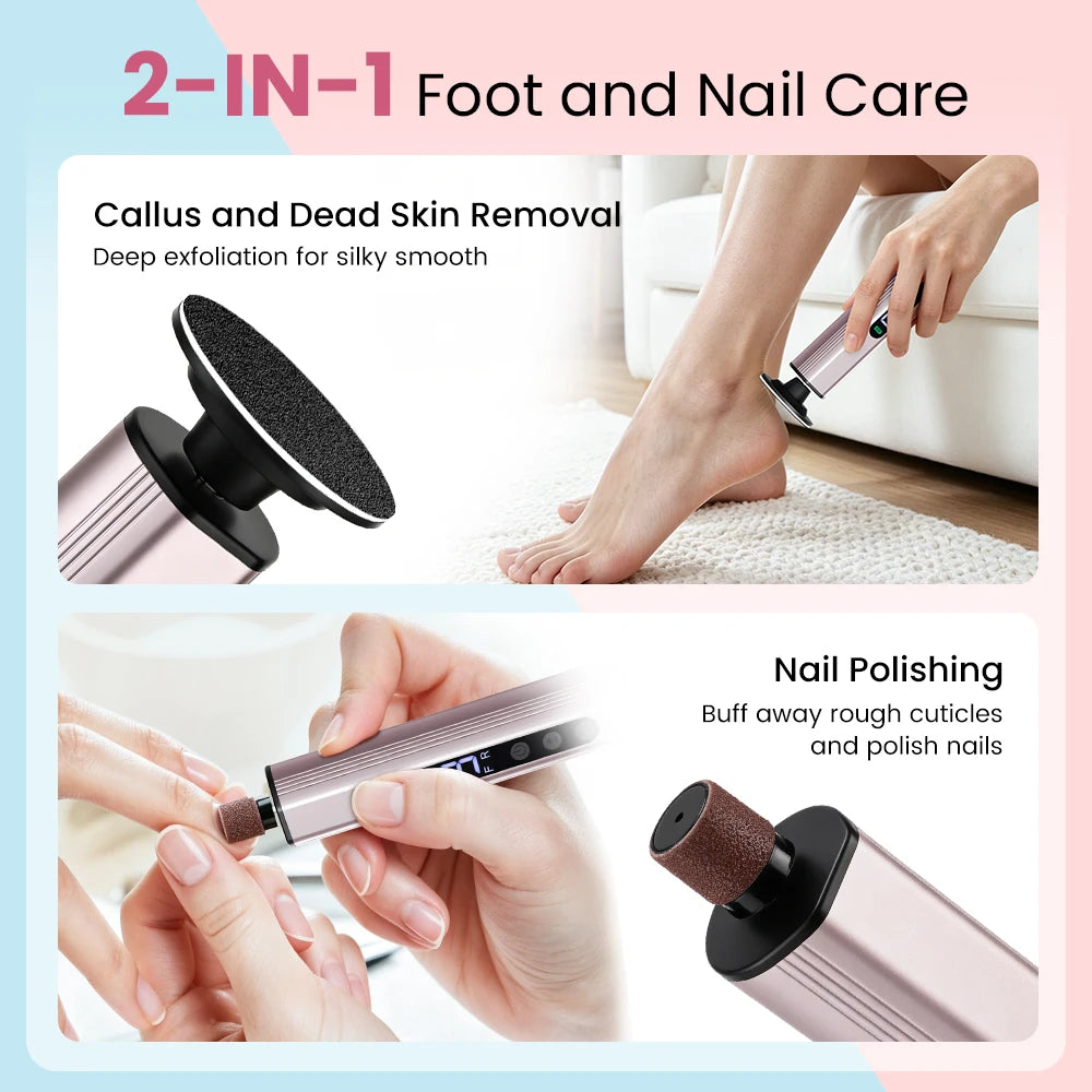 Electric Foot File Callus Remover Dual Direction Rechargeable Grinder - 3