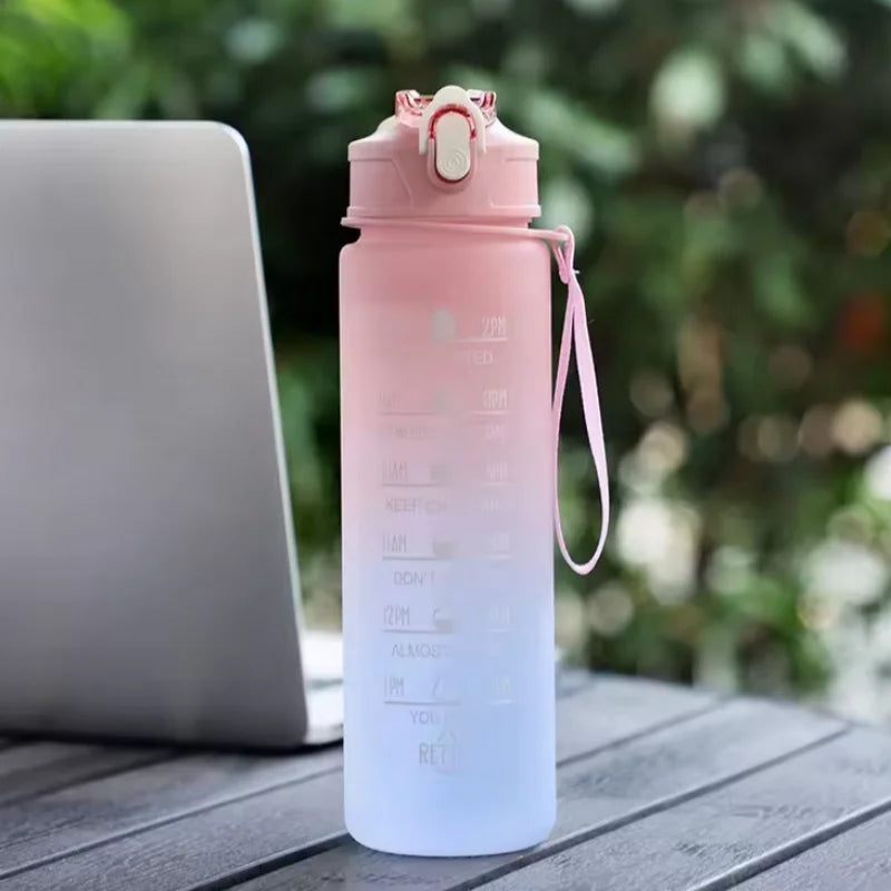 900ml Motivational Water Bottle Leak Proof Sports Jug with Straw - 21