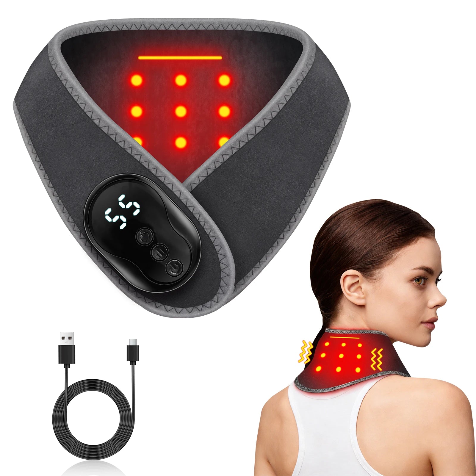 Portable Neck Massager Wrap Vibration Scarf and Relaxation Pad - 7