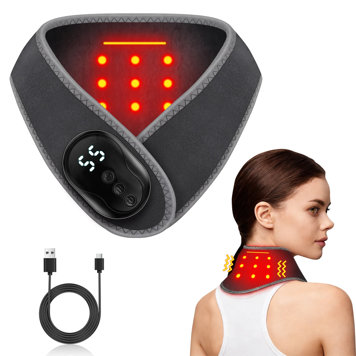 Portable Neck Massager Wrap Vibration Scarf and Relaxation Pad