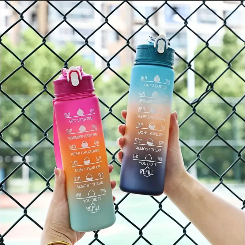 750ml Motivational Sports Water Bottle with Time Marker and Straw - 8
