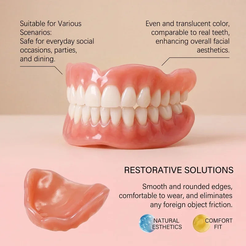 Silicone Dentures Full Mouth Upper Lower Lifelike Teeth