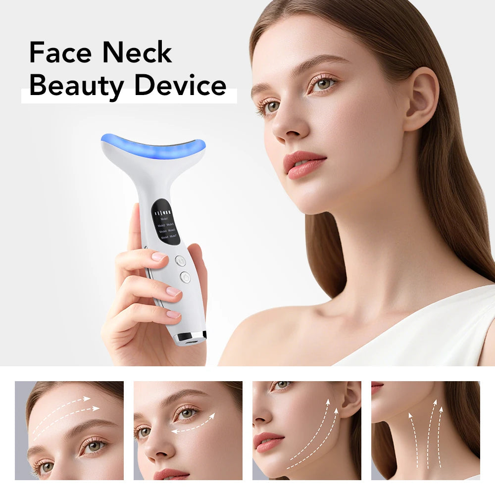 7 Colors LED Neck Beauty Device Microcurrent Face Massager Skin Tool - 7