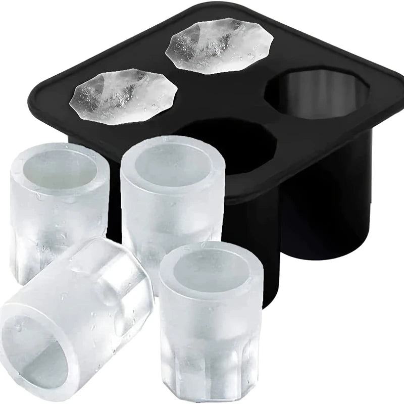 4 Cup Silicone Ice Shot Glass Mold Tray for Whiskey and Cocktails - 7