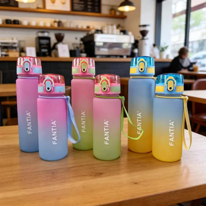 Fantia Frosted Gradient Sports Water Bottle Leak Proof Fitness Flask