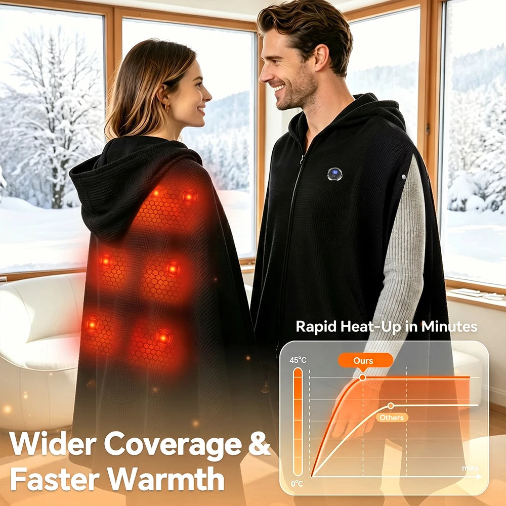 Graphene Heated Shawl Wearable USB Blanket Hooded Wrap