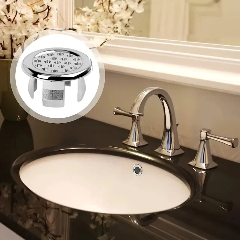Bathroom Sink Overflow Cover Ring Chrome Basin Drain Cap Replacement