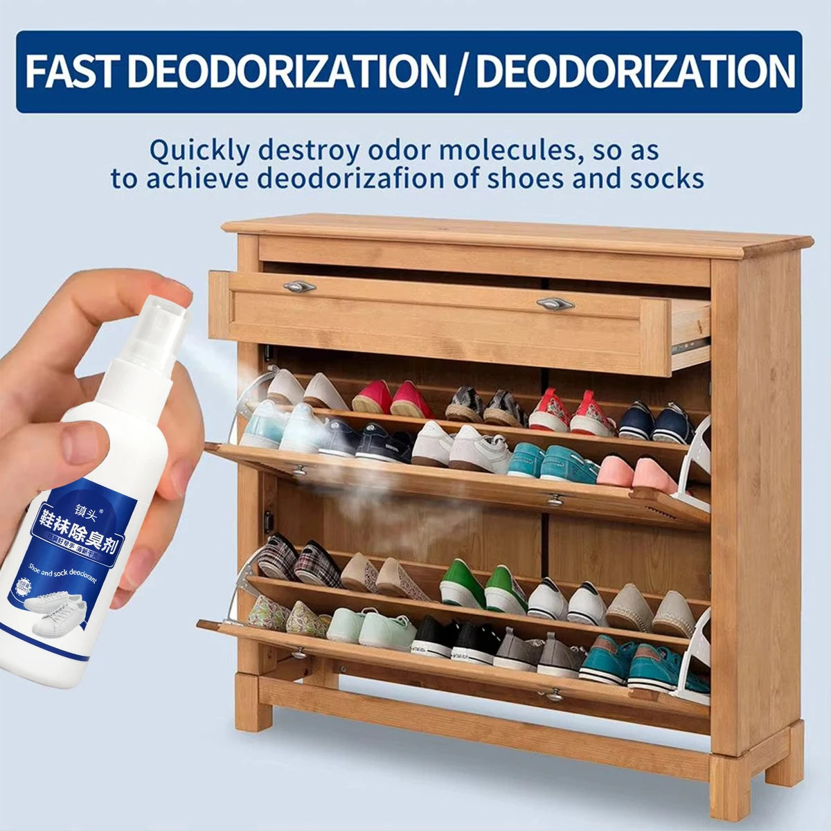 Shoe and Sock Deodorizing Spray Antibacterial Footwear Odor Remover