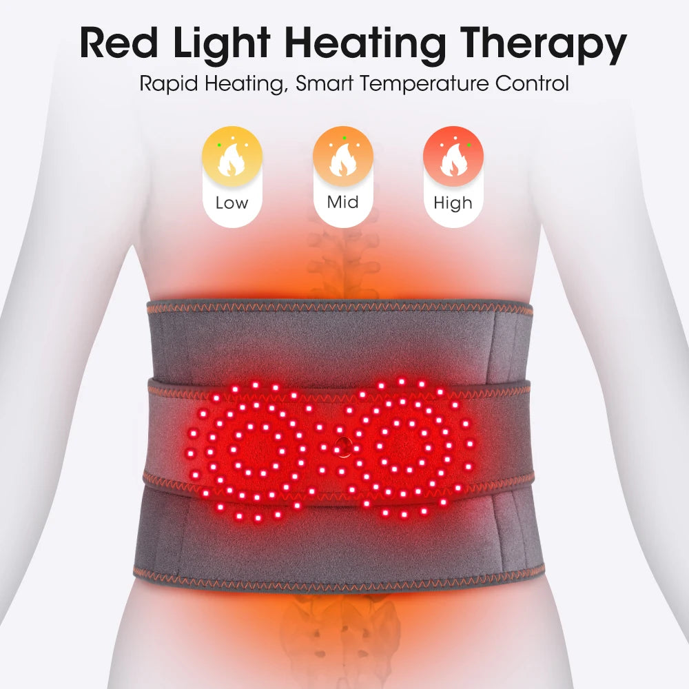Electric Cordless Heated Waist Massager Red Light Infrared Lumbar Belt - 2