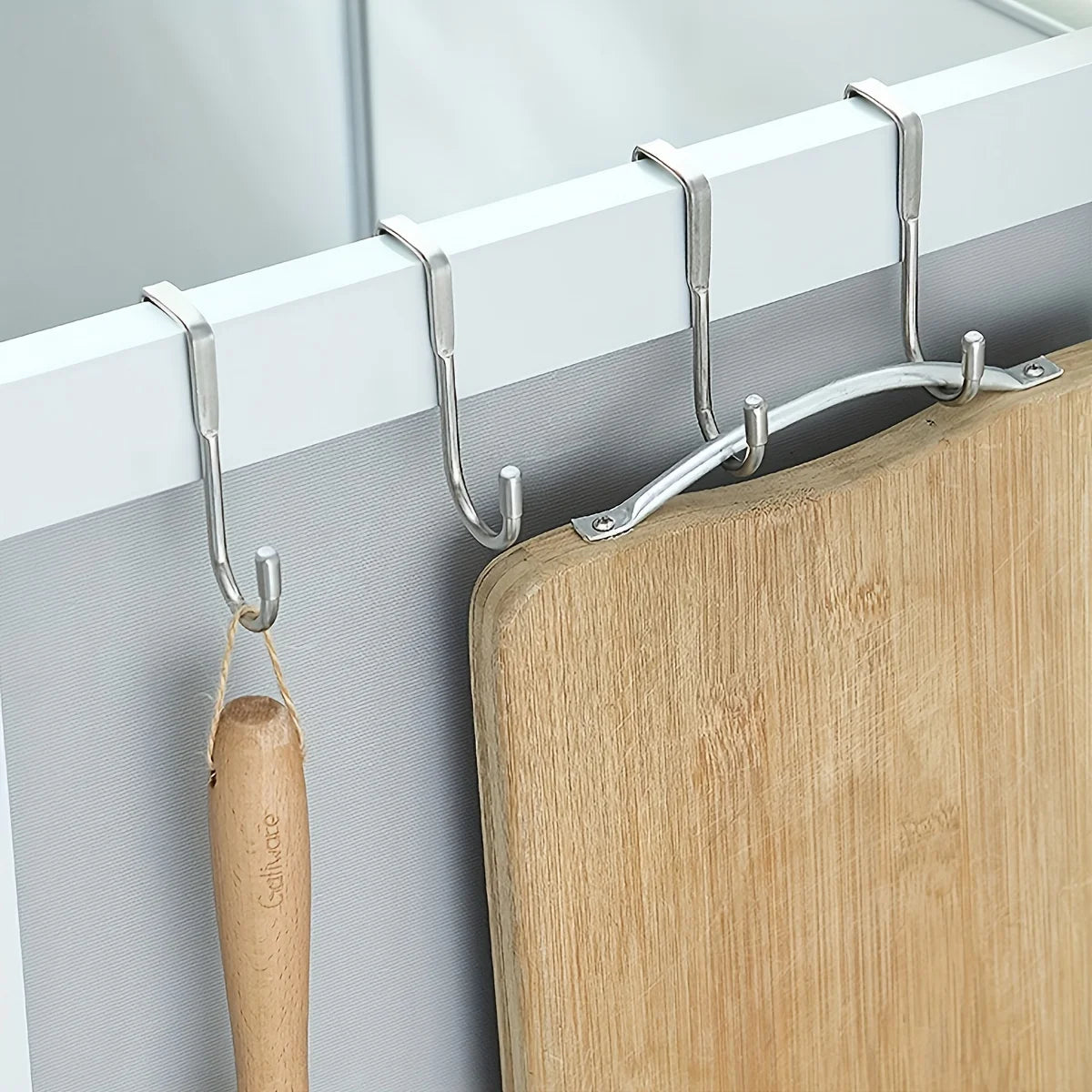 Stainless Steel Over Door Hook Double Hanger for Kitchen and Bathroom - 15