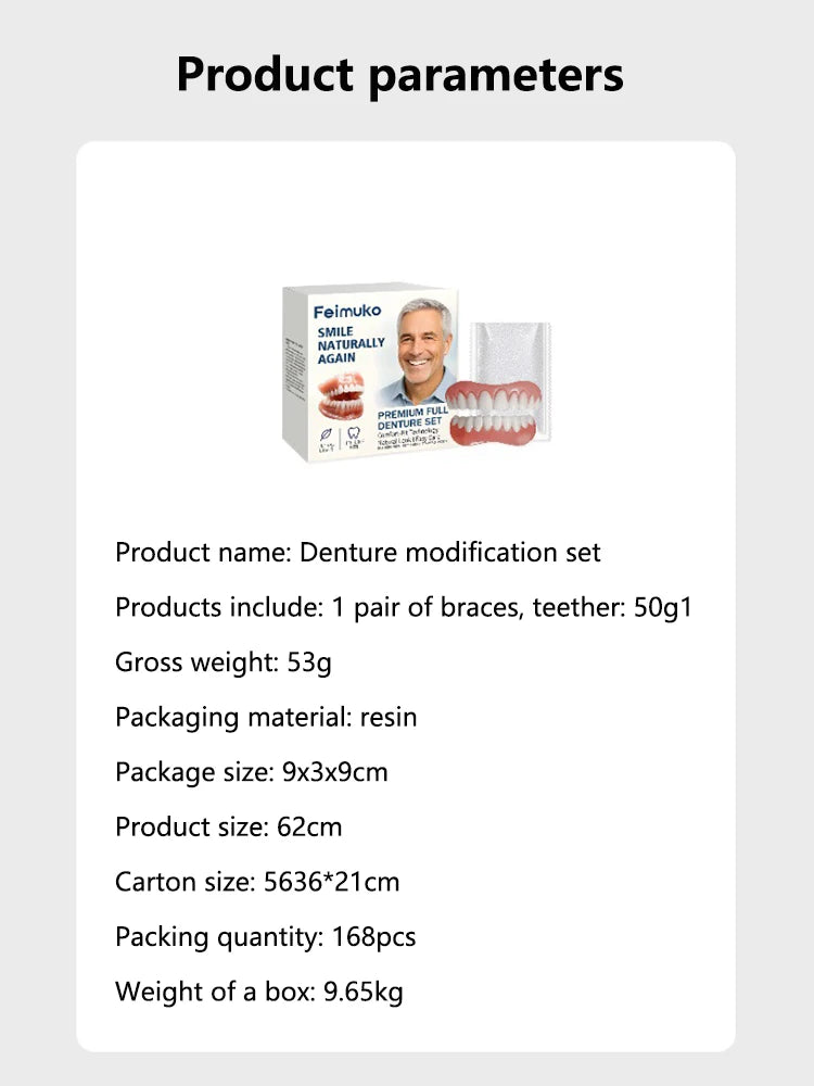 Instant Fake Teeth Denture Set Natural Smile Braces - 16