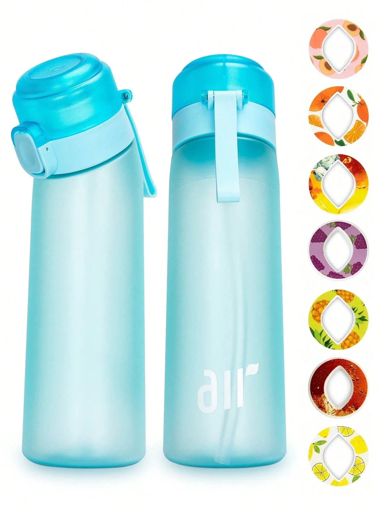 Aromatherapy Sport Water Bottle with Flavor Pods Leak Proof Straw Cup