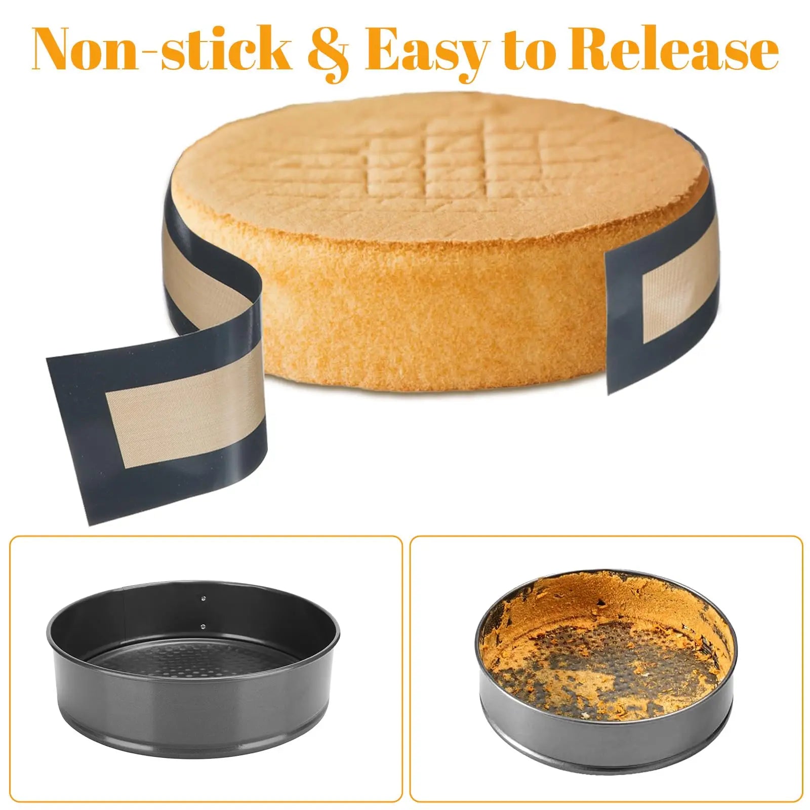 Nonstick Silicone Baking Mat Set Reusable Cake Pan Liners for Baking