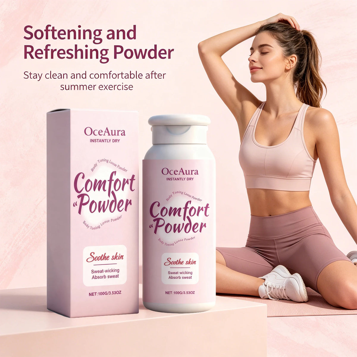 OceAura Comfort Body Powder Sweat Wicking Skin Soothing Refreshing Care
