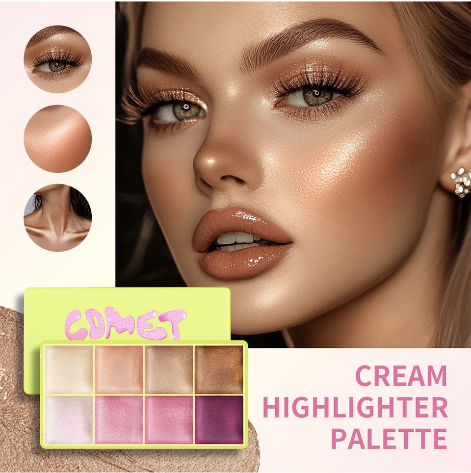 Blush Eyebrow Cream Highlighter Palette Matte Shimmer Makeup Cosmetics - 33
