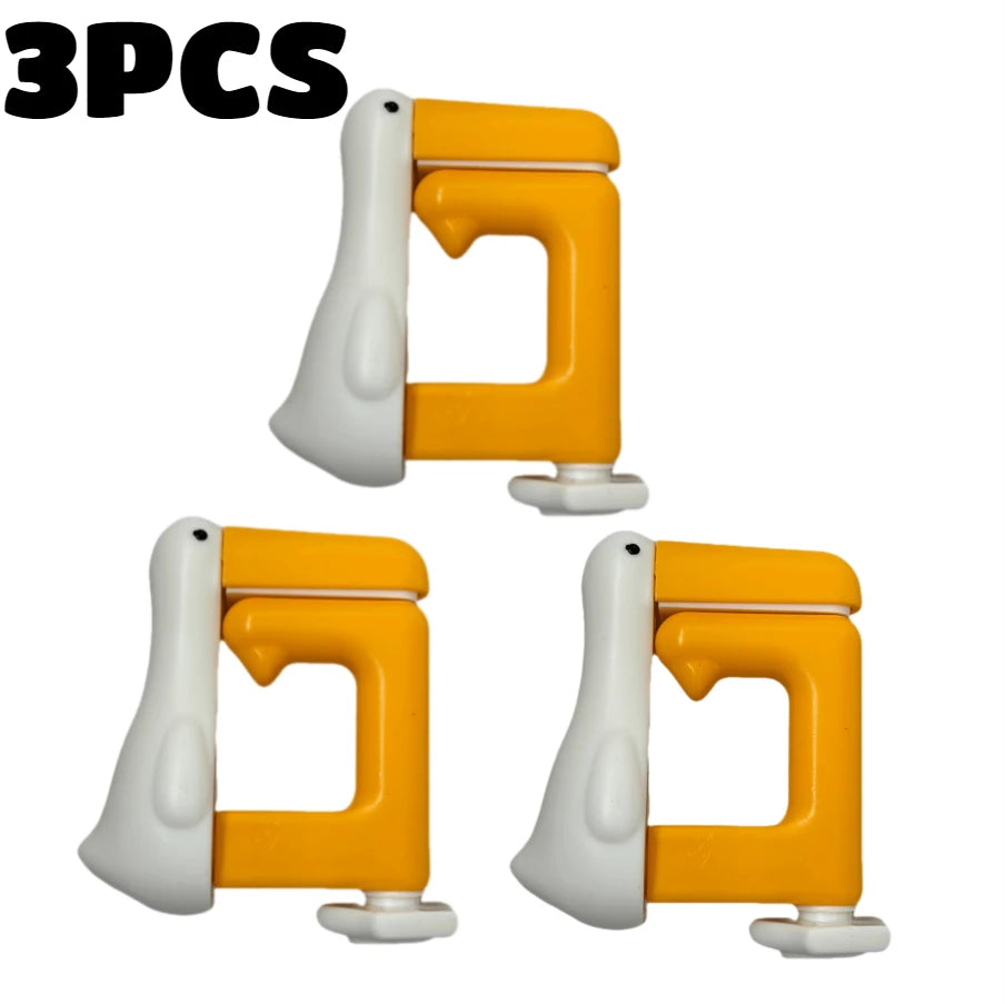 3pcs Thinking Duck Desk Hook Portable Schoolbag Hanger Table Clip