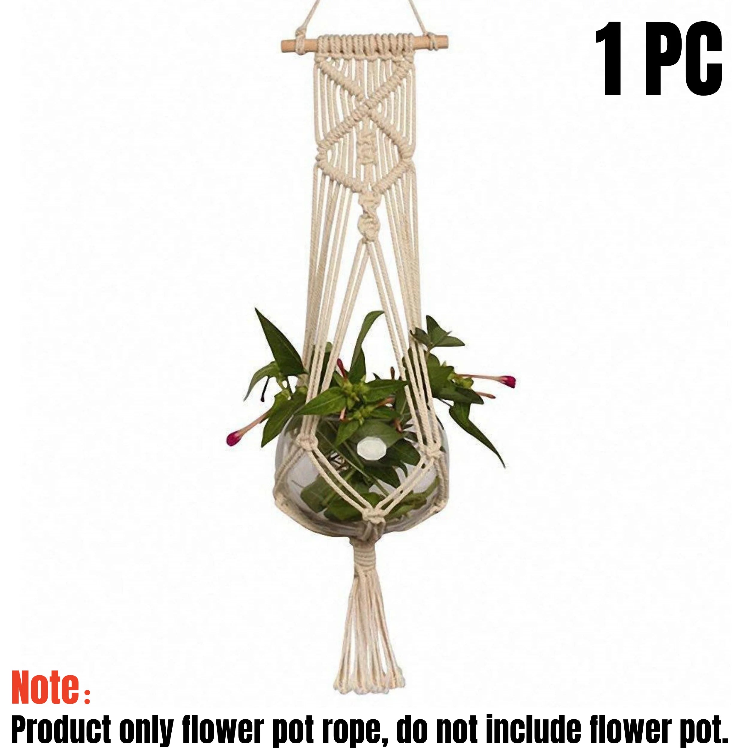 Handmade Macrame Plant Hanger Cotton Rope Wall Hanging Flower Pot Holder - 12