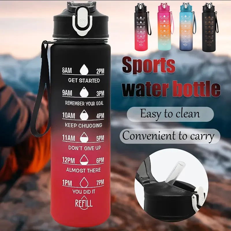 Motivational Sports Water Bottle Leak Proof Time Marker Gym Flask - 1