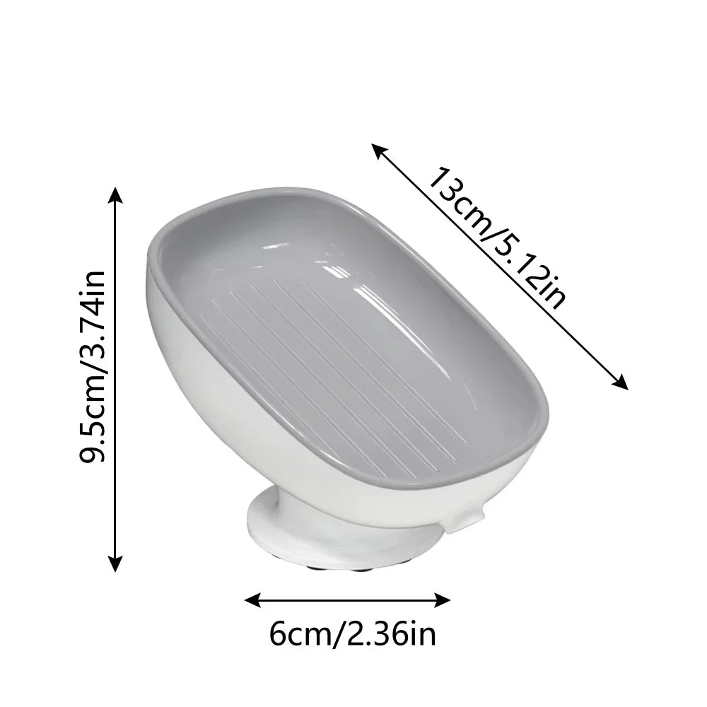 Suction Cup Soap Holder Drain Dish for Bathroom Kitchen Sponge Organizer