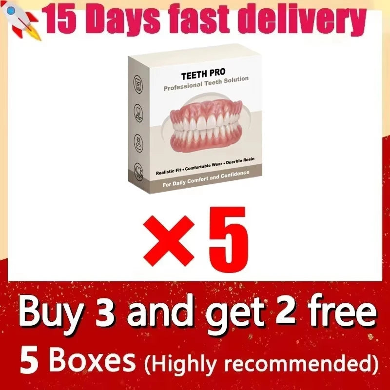 Silicone Upper and Lower Dentures Comfort False Teeth Bright Smile