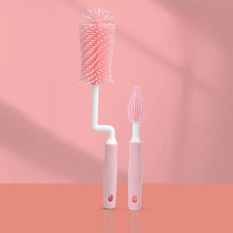 Silicone Baby Bottle Cleaning Brush Set with Straw and Pacifier Cleaner - 5