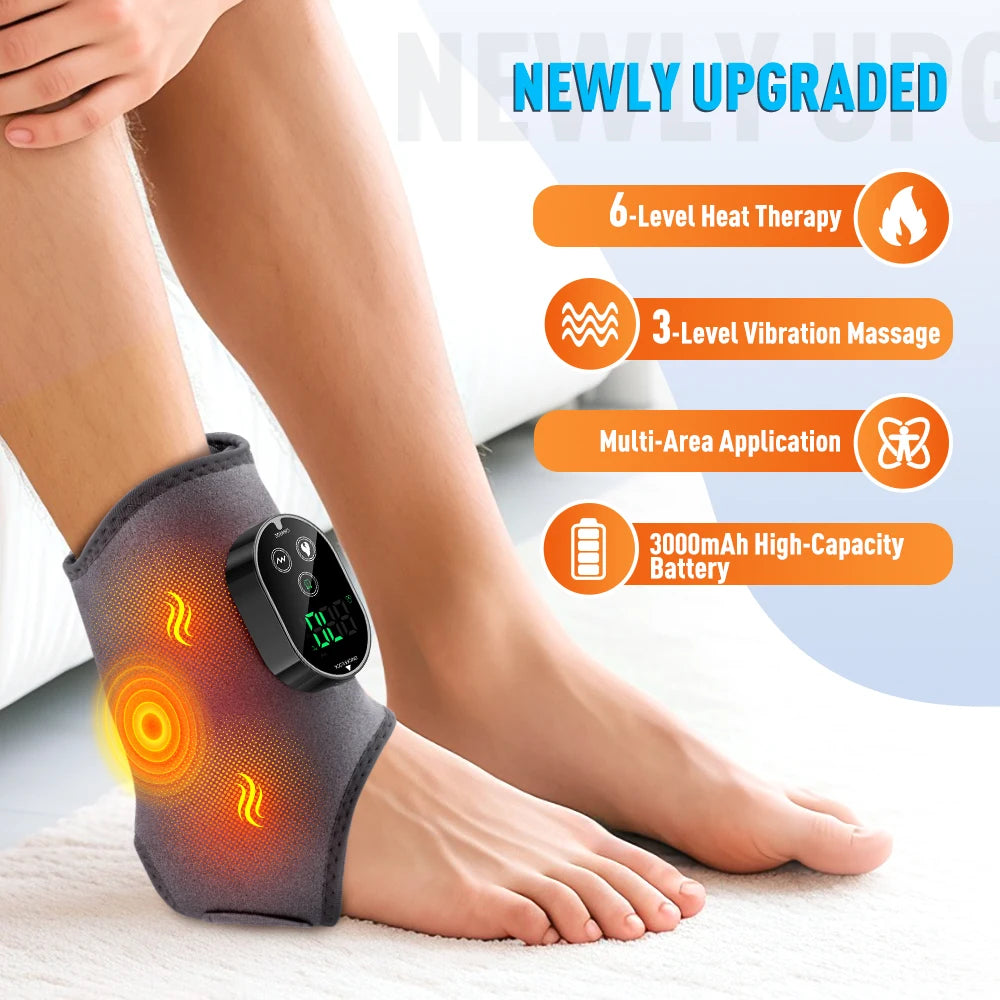 Electric Ankle Calf Foot Vibration Massager Heating Brace
