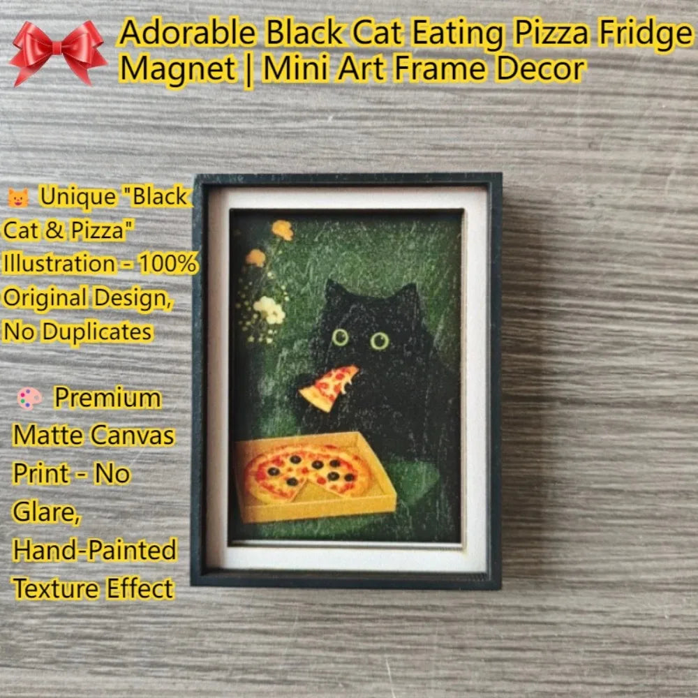 3D Black Cat Pizza Fridge Magnet Decorative Photo Frame Home Decor - 7