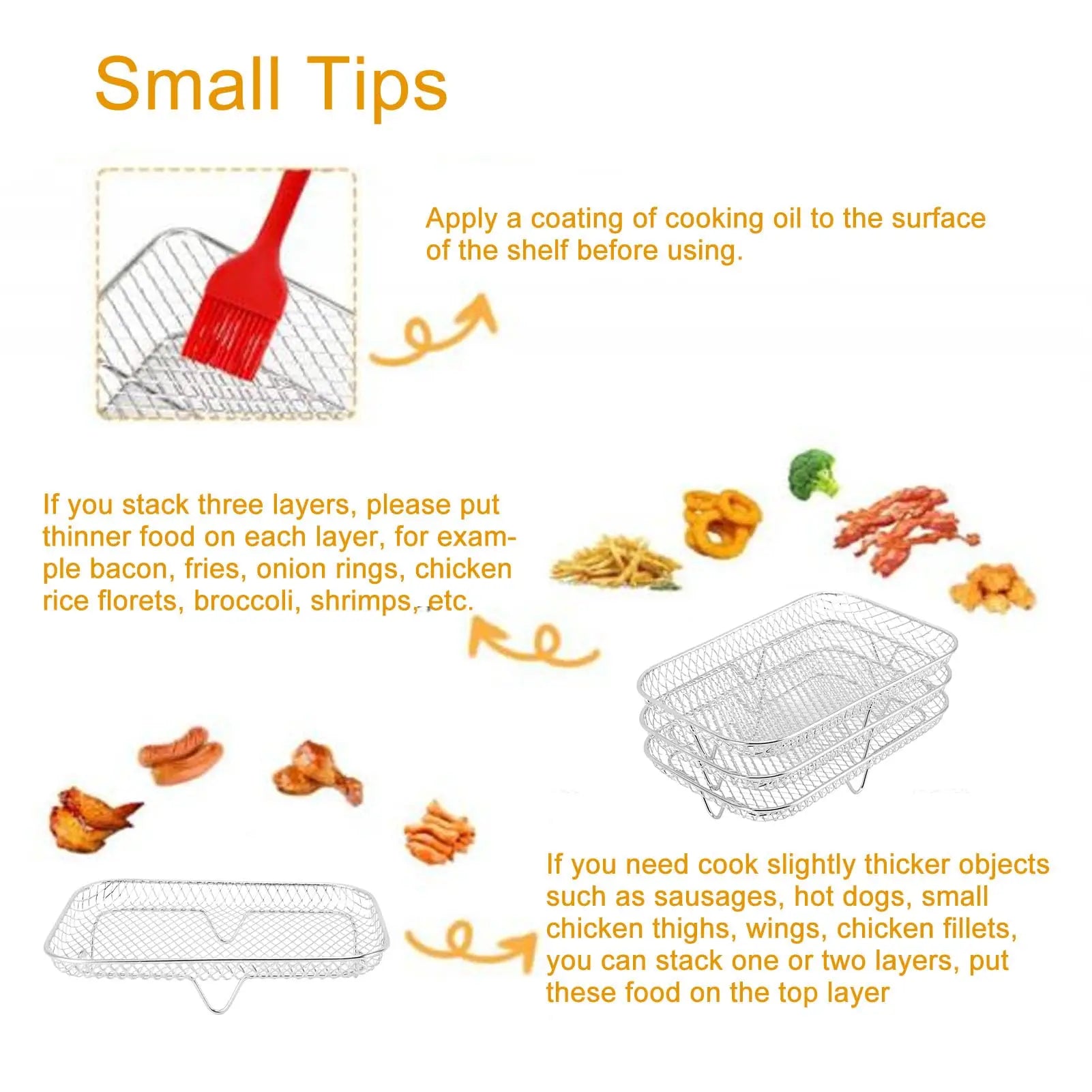 Stackable Air Fryer Rack Stainless Steel Grilling and Steaming Tray - 5