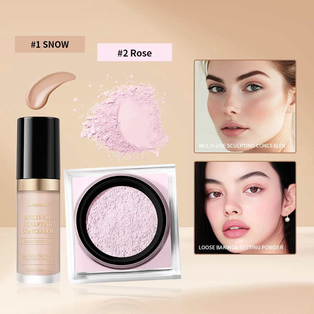 Face Makeup Set Concealer and Loose Setting Powder Matte Cosmetics