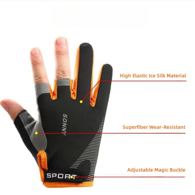 Anti-Slip Fishing Gloves Two Finger Cut Breathable Outdoor Sport Gear - 5