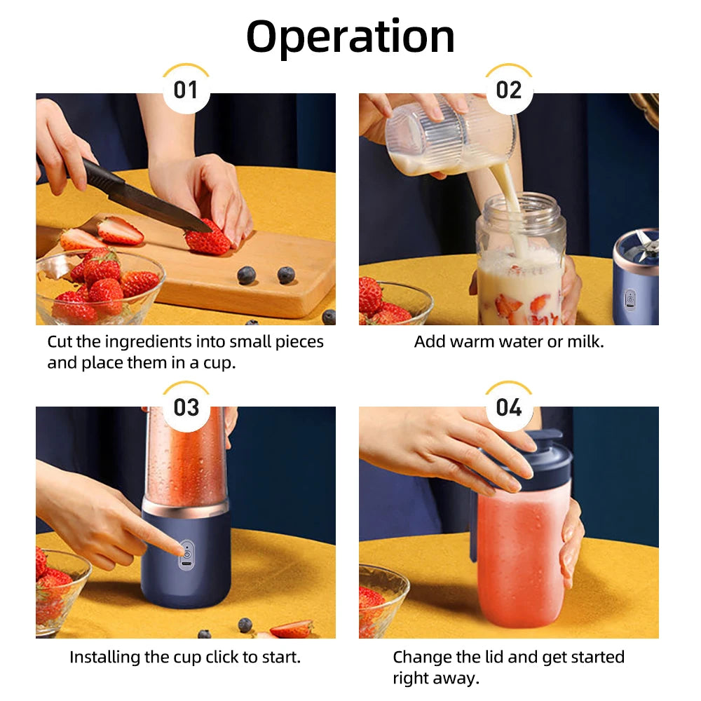 Portable Electric Juicer Cup Wireless Mini Fruit Blender