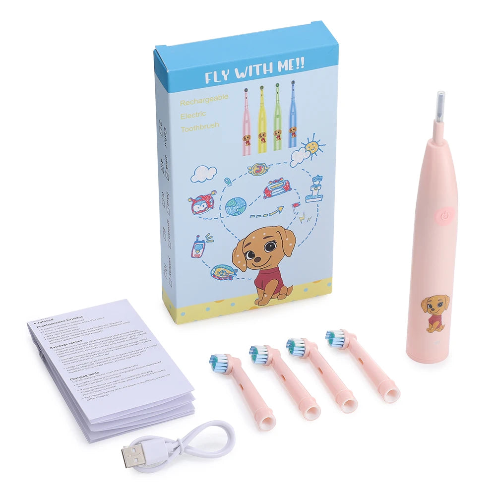 Kids Electric Toothbrush Cartoon Rechargeable Sonic Vibrate