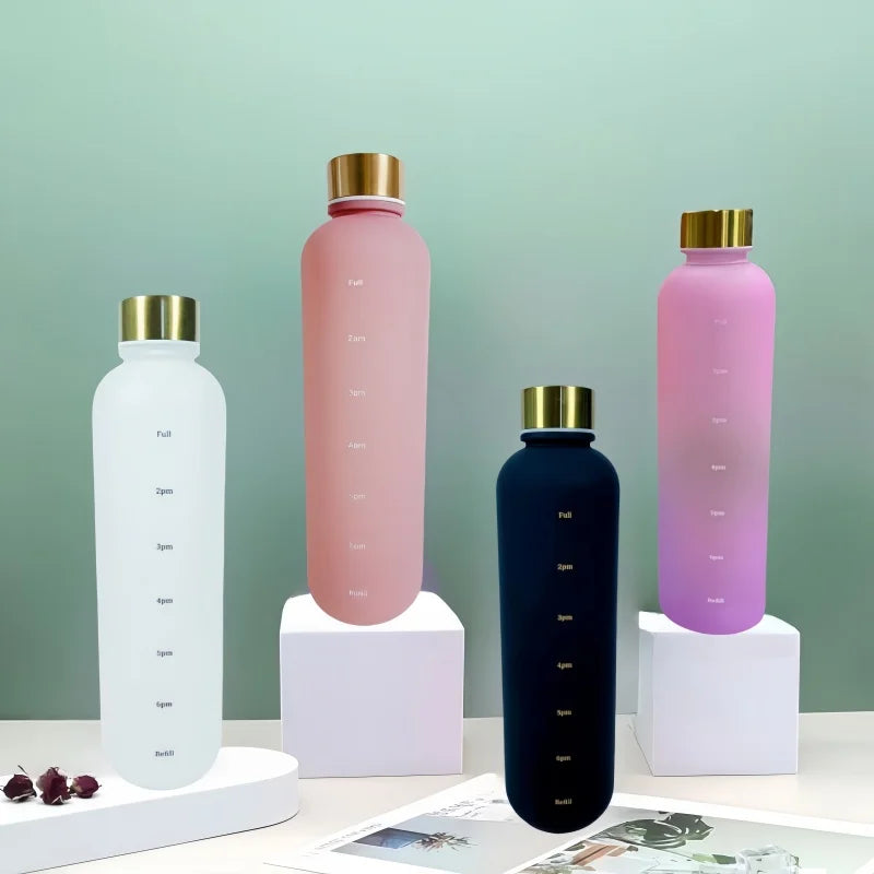 1000ml Motivational Water Bottle with Time Marker Leakproof Sport Flask