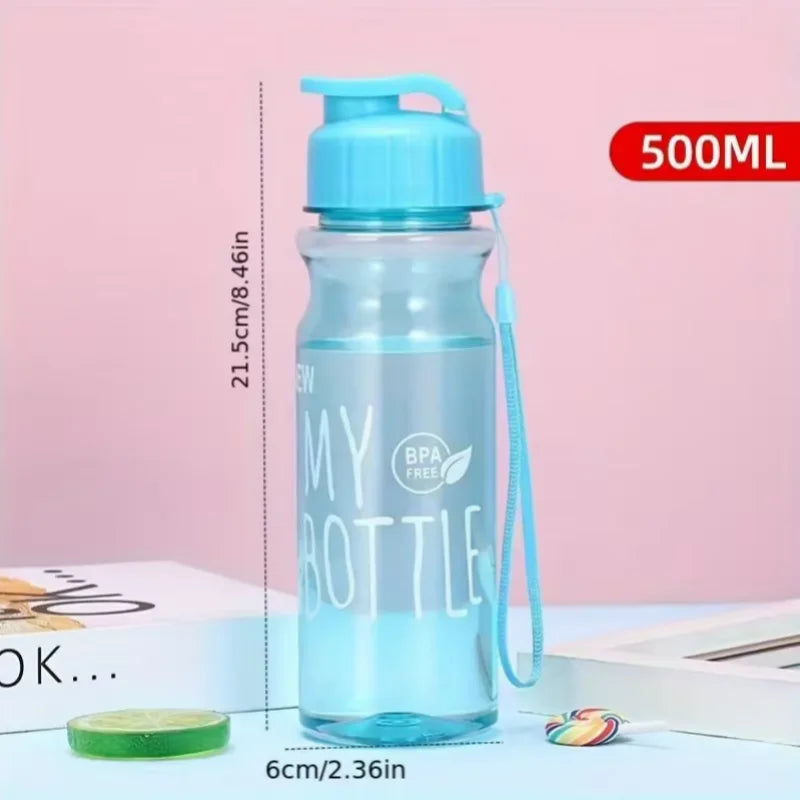 Fantia 500ml Transparent Sports Water Bottle with Strap for Hiking