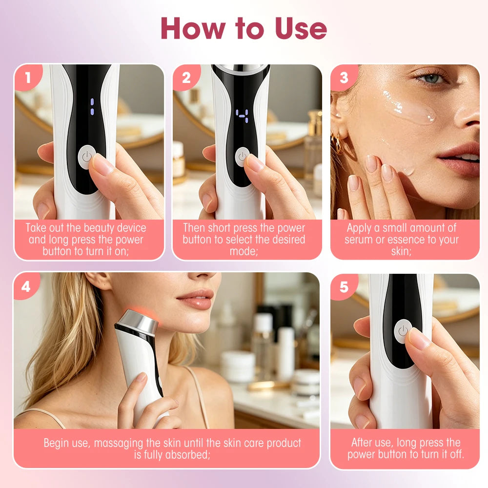 4-in-1 Facial Massager LED Light Skin Lifting Beauty Device