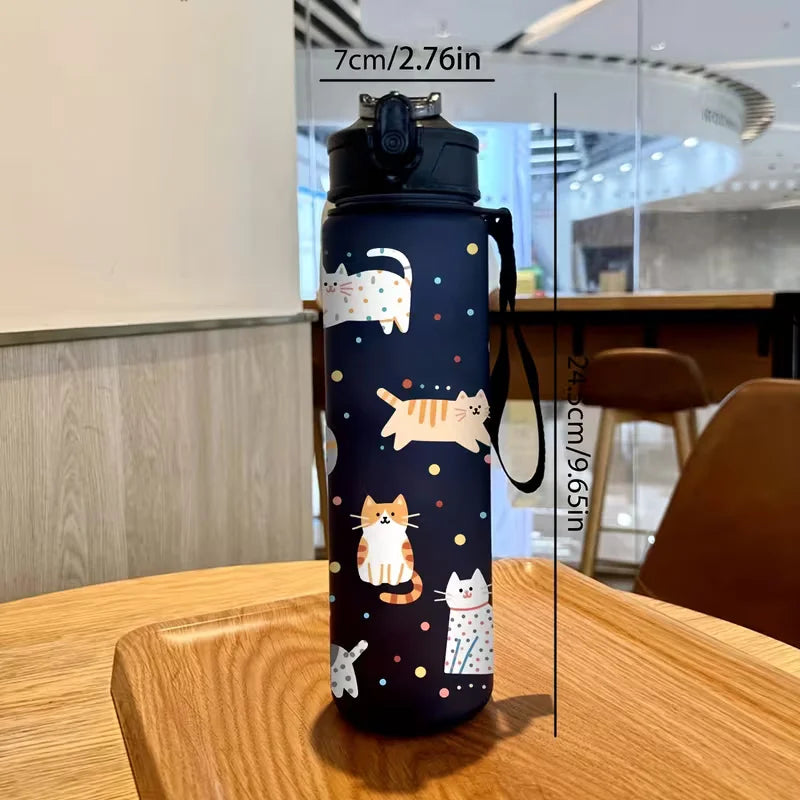 Fantia 750ml Matte Cat Water Bottle Leak Proof Sports Fitness Cup - 4