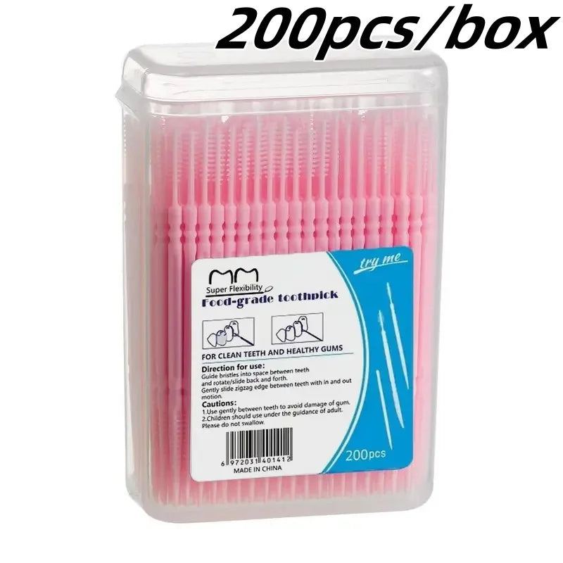 200Pcs Disposable Interdental Brush Toothpick Floss Sticks Oral Care - 17