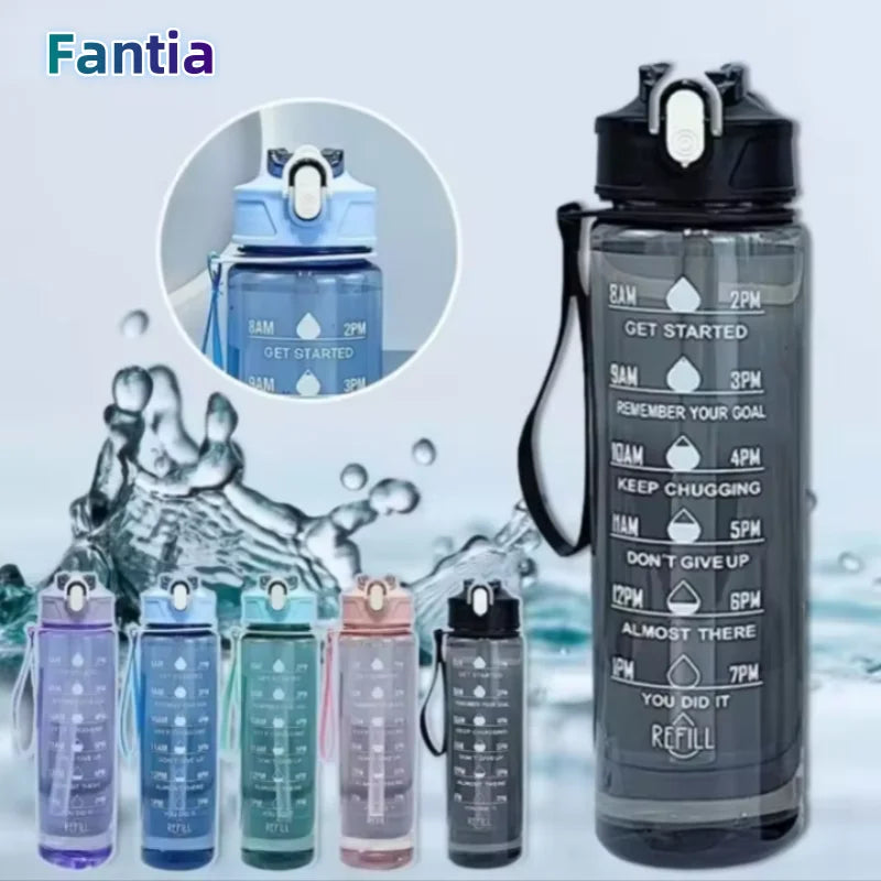 Fantia 750ml Sports Water Bottle Leak Proof Fitness Travel Jug with Straw