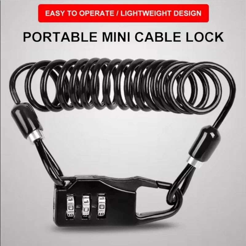 Portable 3-Digit Helmet Lock Mountain Bike Bicycle Password Cable Lock - 1
