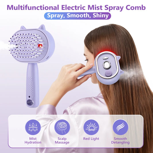 Electric Steam Spray Hair Brush Scalp Massager Comb
