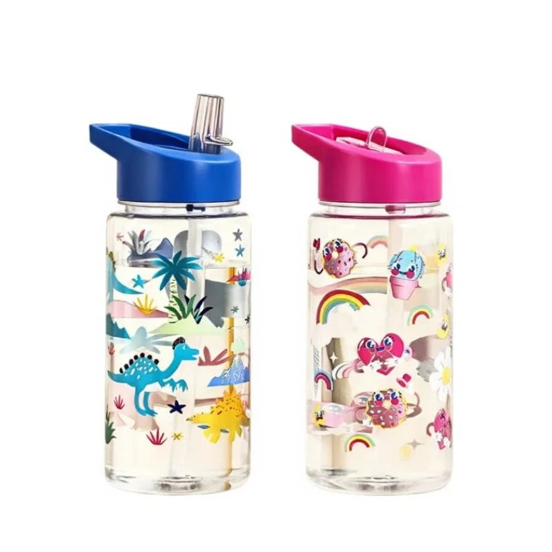 500ml Cute Dinosaur Straw Water Bottle Portable BPA Free Travel Cup