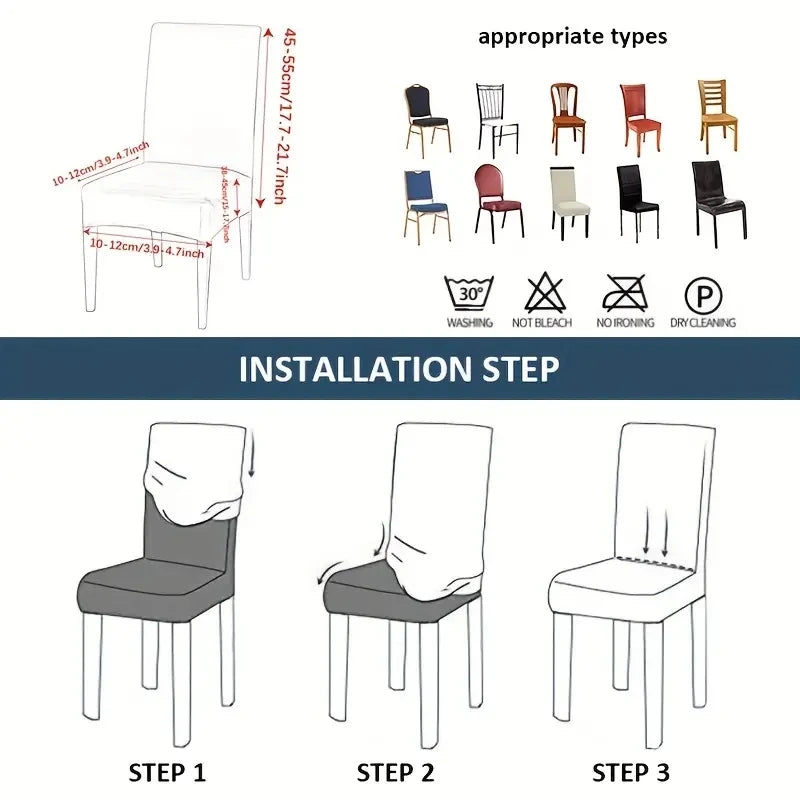 Elastic Dining Chair Covers Set Soft Stretch Slipcovers for Home Hotel - 7