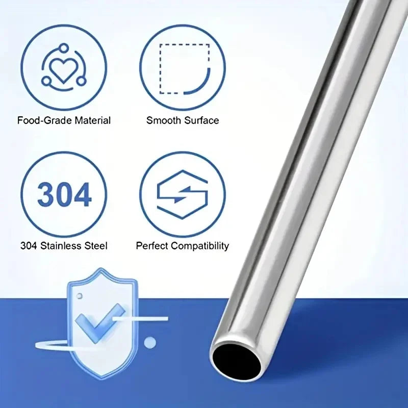 Reusable Stainless Steel Straw Set with Cleaning Brush and Storage Bag - 2