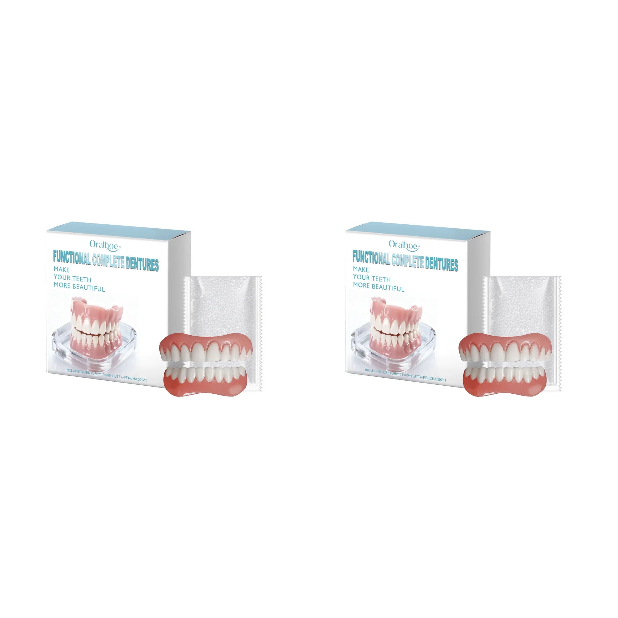 Oralhoe Cosmetic Denture Set Upper and Lower False Teeth - 13