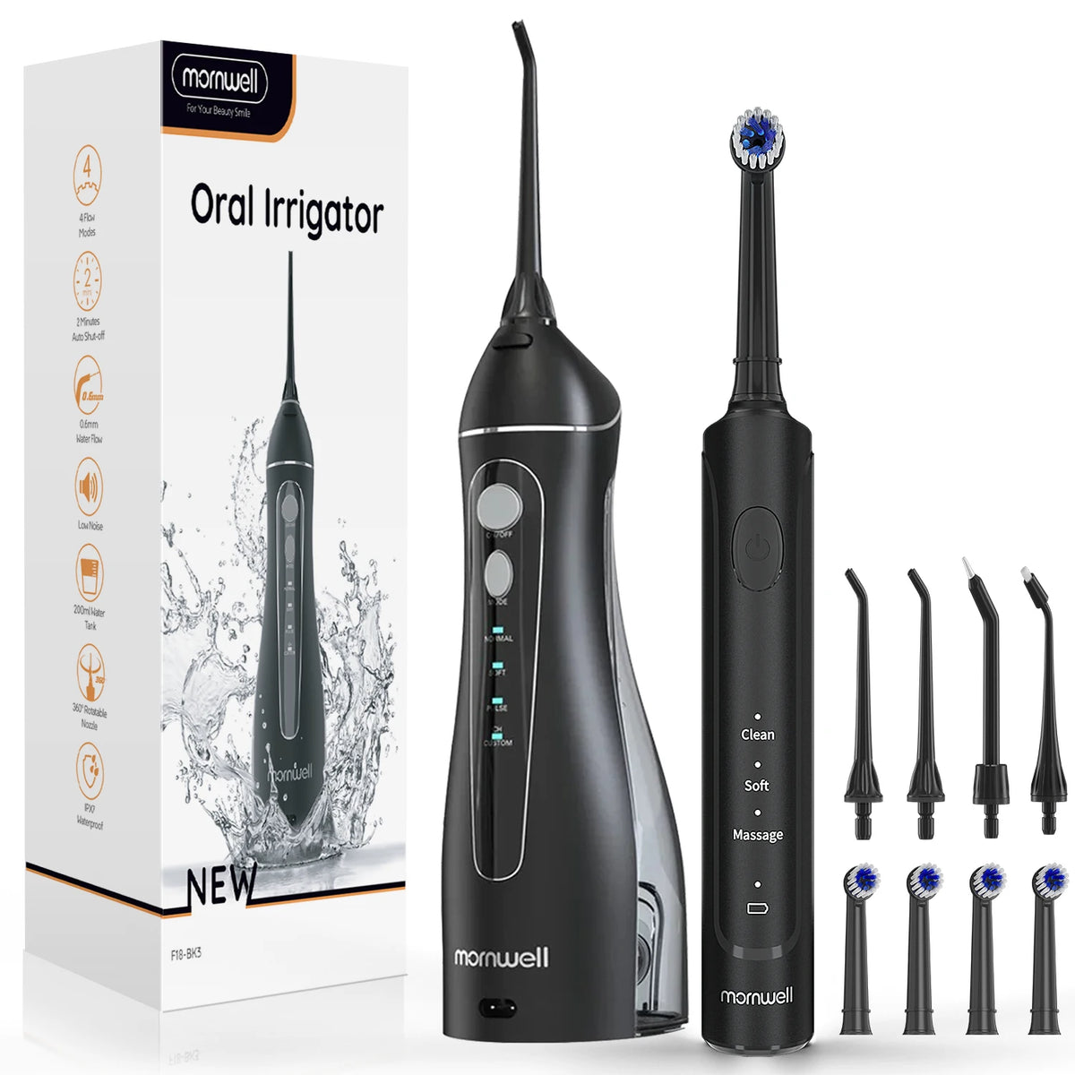 Electric Water Flosser & Toothbrush Set Oral Irrigator Whitening Kit