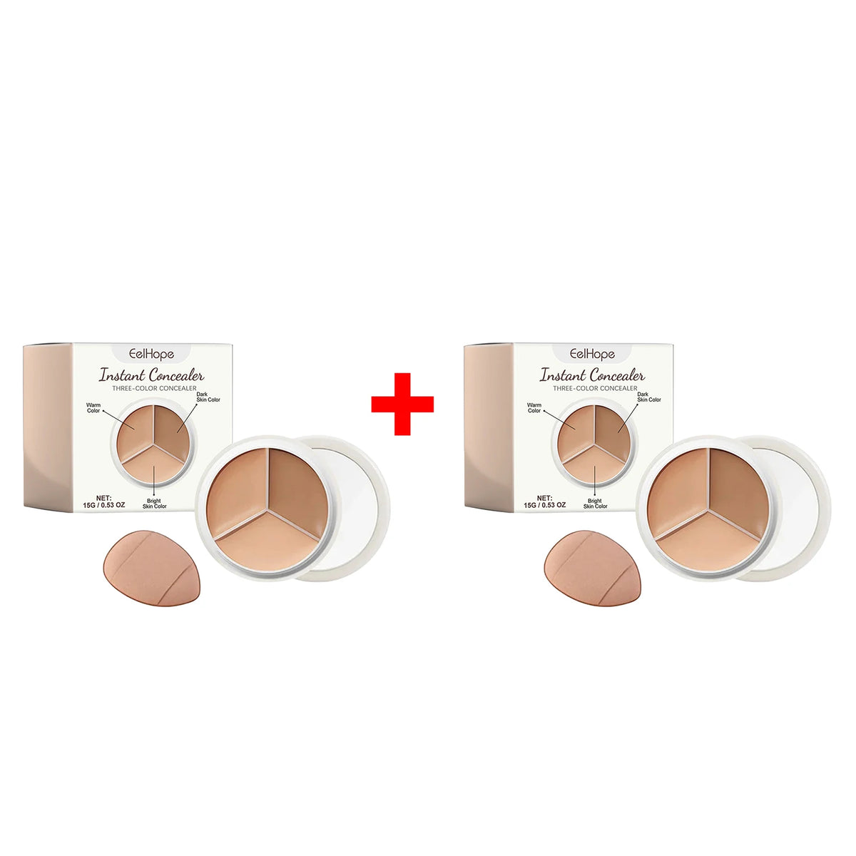 3-Color Cream Concealer Palette Dark Circle Correcting Makeup