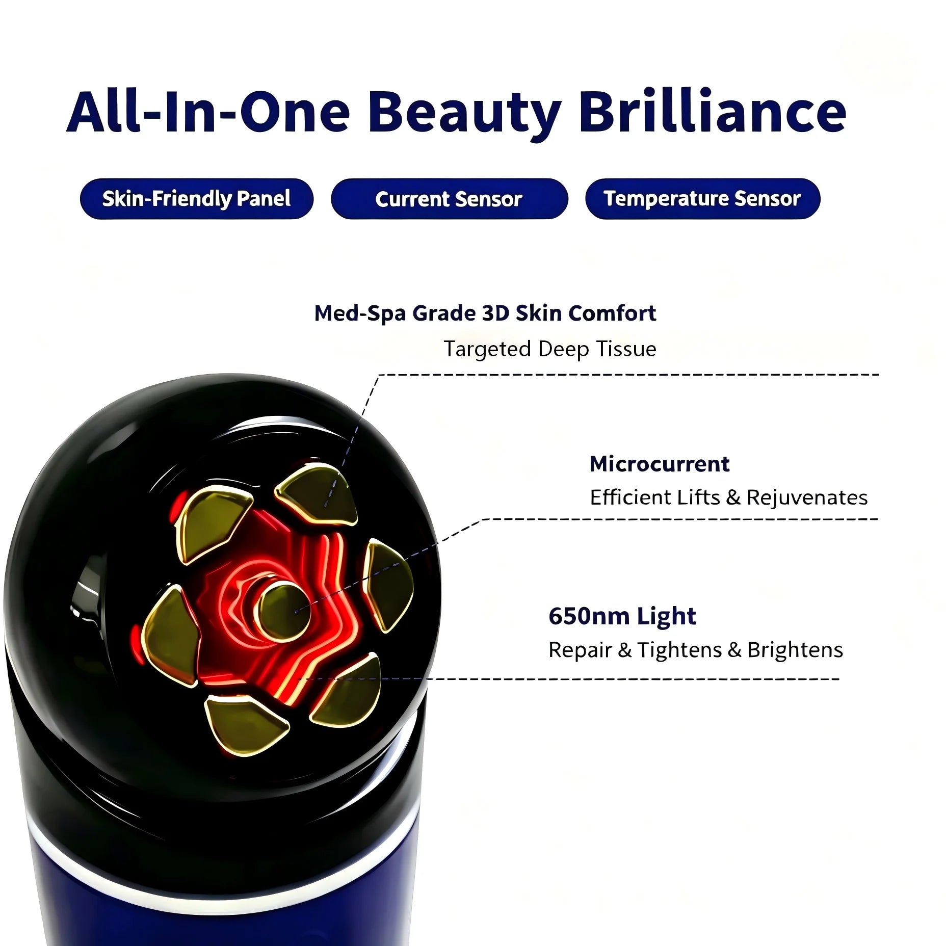 3 in 1 Facial Massager Red Light Skincare Device for Face and Neck - 3