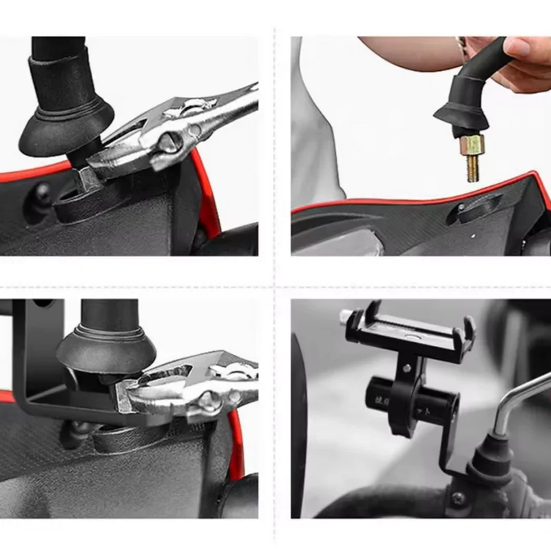Motorcycle Phone Holder Mount Bracket Aluminum Alloy Mirror Extender - 5